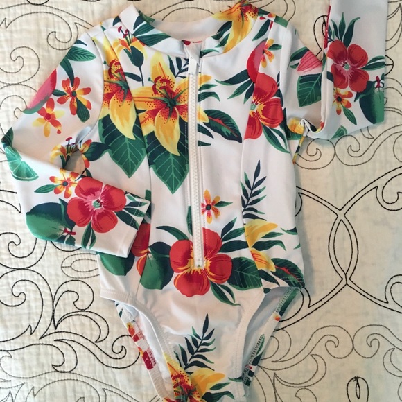 Old Navy Other - Old Navy, Long Sleeve Hawaiian Zip-Up Swimsuit